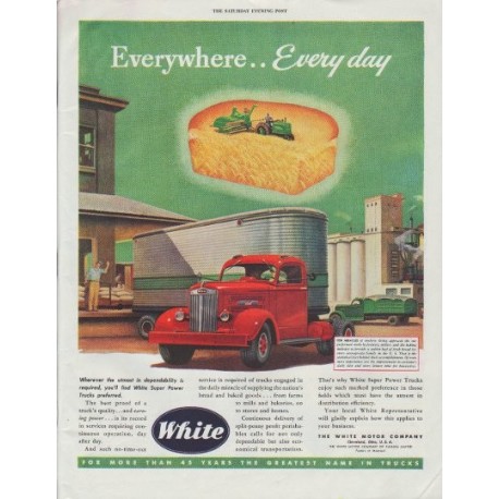 1948 White Trucks Ad "Everywhere ... Every day"