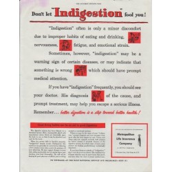 1948 Metropolitan Life Insurance Company Ad "Indigestion"