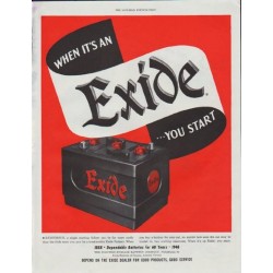 1948 Exide Ad "You Start"
