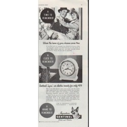 1948 Sentinel Clocks Ad "A Time To Remember"