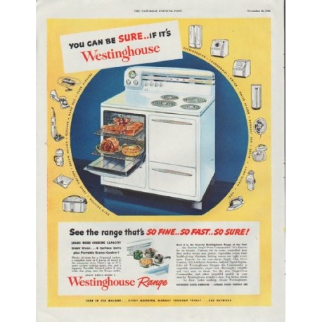 1948 Westinghouse Ad "You Can Be Sure"