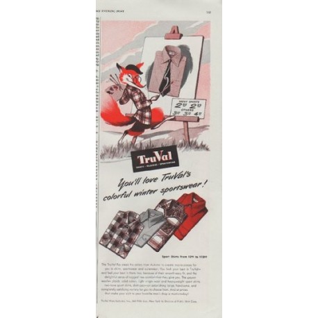1948 TruVal Ad "colorful winter sportswear"