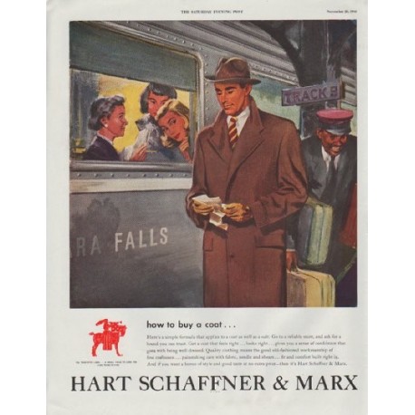 1948 Hart Schaffner & Marx Ad "how to buy a coat"