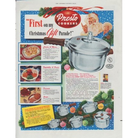 1948 Presto Cookers Ad "Christmas Gift Parade"
