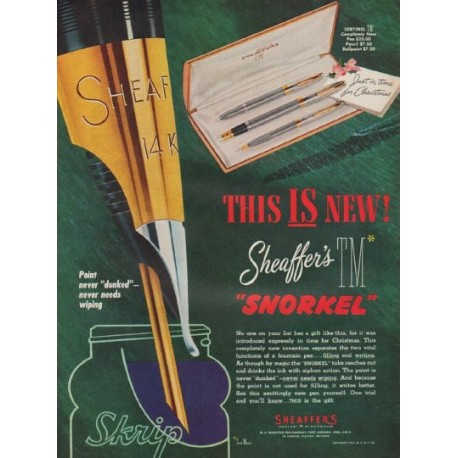 1952 Sheaffer Pen Ad "This Is New"