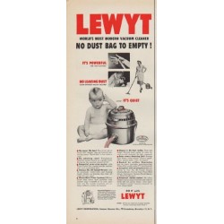 1952 Lewyt Ad "No Dust Bag"