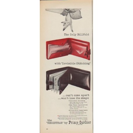 1952 Prince Gardner Ad "The Only Billfold"