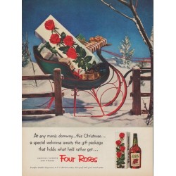 1952 Four Roses Whiskey Ad "any man's doorway"