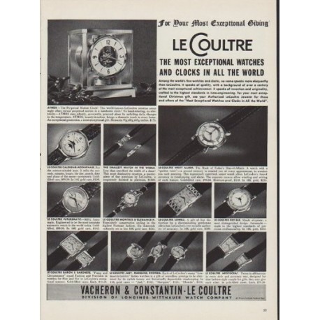 1952 LeCoultre Ad "For Your Most Exceptional Giving"