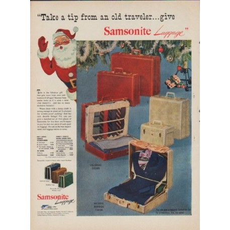 1952 Samsonite Ad "Take a tip"