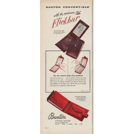 1952 Buxton Billfolds Ad "Flickbar"