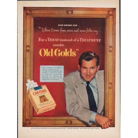 1952 Old Gold Cigarettes Ad "For a Treat"