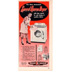 1953 Speed Queen Dryer Ad "Heat Control"
