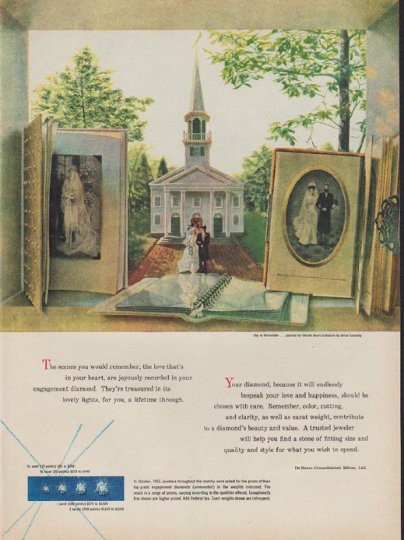 1959 Ad De Beers Diamond Forever Engagement Proposal Romantic Colleen –  Period Paper Historic Art LLC