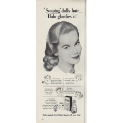 1952 Halo Shampoo Ad "Soaping"