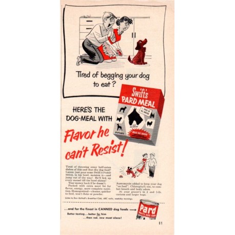 1953 Swift's Dog Food Ad "Pard Meal"
