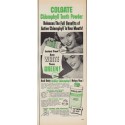 1952 Colgate Ad "Chlorophyll Tooth Powder"