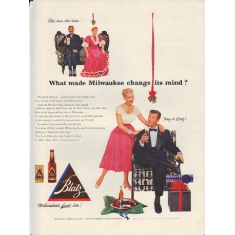 1952 Blatz Beer Ad "change its mind"