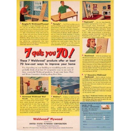 1953 US Plywood Corp. Ad "Weldwood Plywood"