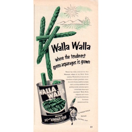 1953 Walla Walla Ad "Green Asparagus"