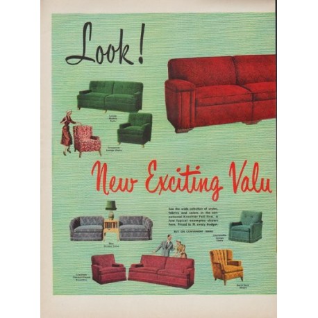 1950 Kroehler Ad "New Exciting Values"