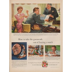 1950 Watchmakers of Switzerland Ad "the guesswork"
