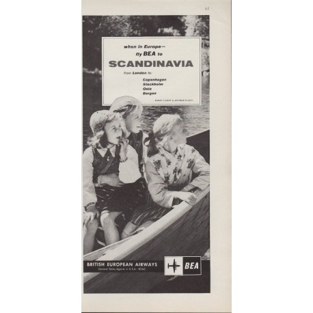 1959 British European Airways Ad "To Scandinavia"