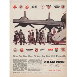 1952 Champion Spark Plugs Ad "When You Ride"