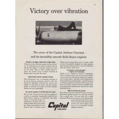 1959 Capital Airlines Ad "Victory Over Vibration"