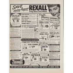 1952 Rexall Ad "Save during August"