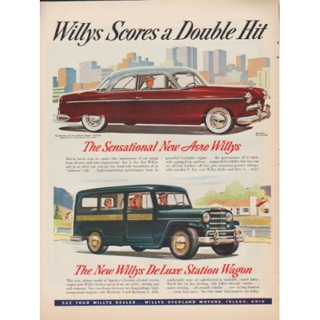 1952 Willys Ad "Double Hit"