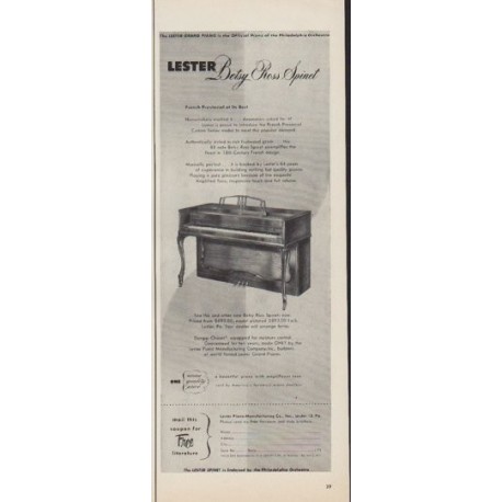 1952 Lester Piano Ad "Betsy Ross Spinet"