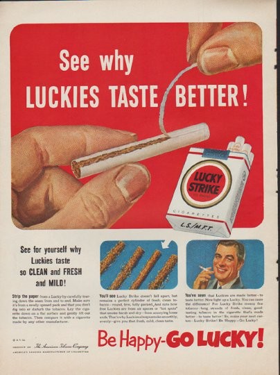 Vintage 1940s Lucky Strike Cigarettes Ad