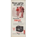 1952 Delco Battery Ad "Keeps going"