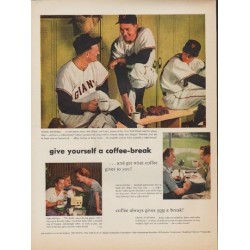 1952 Pan-American Coffee Bureau Ad "coffee-break"