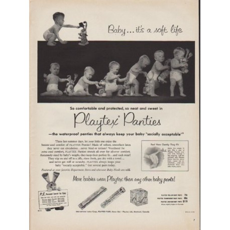 1952 Playtex Panties Ad "Baby ... it's a soft life"