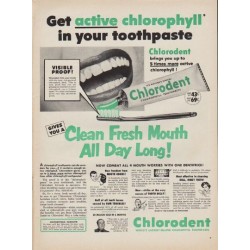 1952 Chlorodent Toothpaste Ad "Get active"