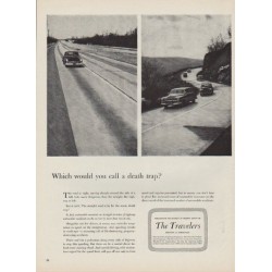 1952 The Travelers Insurance Company Ad "death trap"