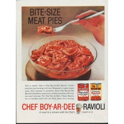 1960 Chef Boy-Ar-Dee Ravioli Ad "Bite-Size Meat Pies"