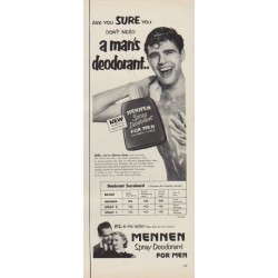 1952 Mennen Spray Deodorant Ad "Are You Sure"