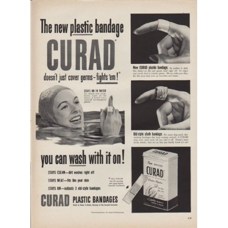 1952 Curad Plastic Bandages Ad "new plastic bandage"