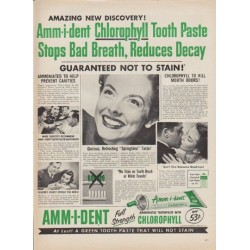 1952 Amm-i-dent Tooth Paste Ad "Amazing New Discovery"