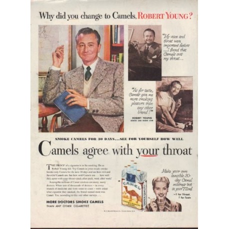 1952 Camel Cigarettes Ad "Robert Young"