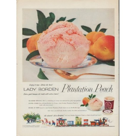 1954 Lady Borden Ice Cream Ad "Plantation Peach"