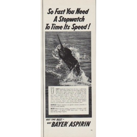 1954 Bayer Aspirin Ad "So Fast"