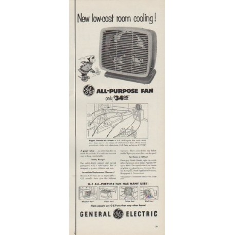 1954 General Electric Ad "low-cost room cooling"