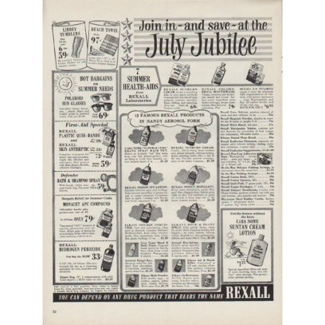 1954 Rexall Drug Stores Ad "July Jubilee"