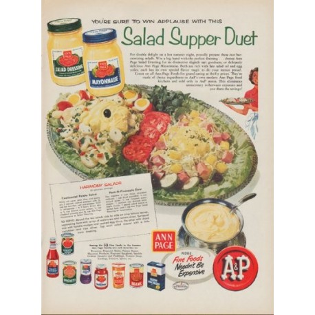 1954 A&P Stores Ad "Salad Supper Duet"