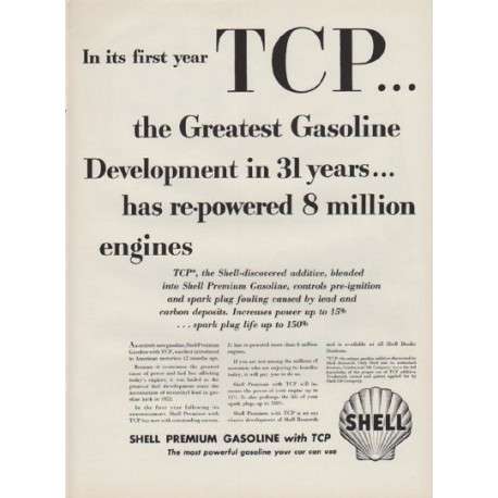 1954 Shell Premium Gasoline Ad "TCP"