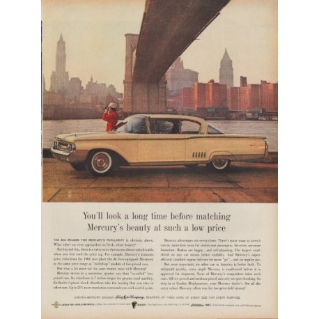 1960 Ford Mercury Ad "You'll Look A Long Time"